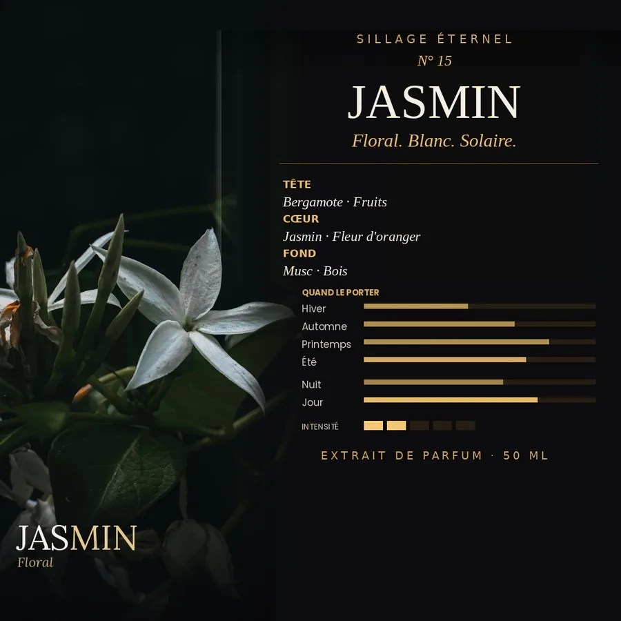 N°15 Jasmin, extrait de parfum floral